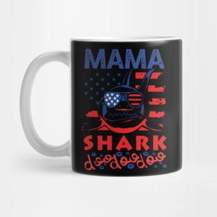 Mama Shark American Flag July Of 4th Mug